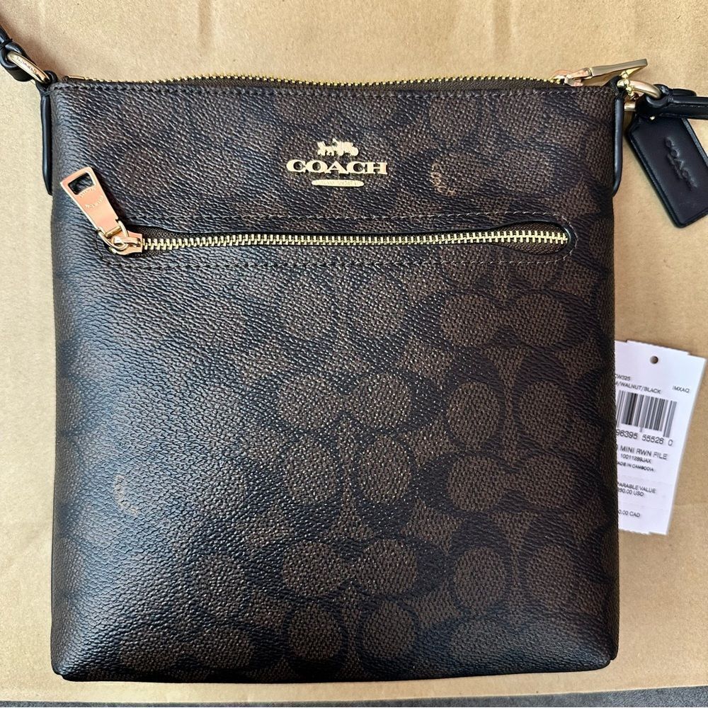 NWT ❤️ Coach Mini Rowan File Bag Signature Canvas Crossbody Purse CW325